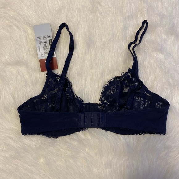Adored By Adore Me Bra Womens Size 32B Blue Sheer Floral Chelsey‎ Unlined - Picture 4 of 5
